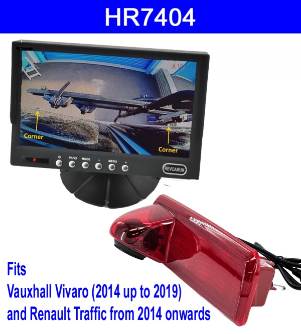 7 inch colour dash monitor and Vauxhall Vivaro 2014-2019 / Renault Trafic 2014-Present Brake Light Reversing Camera